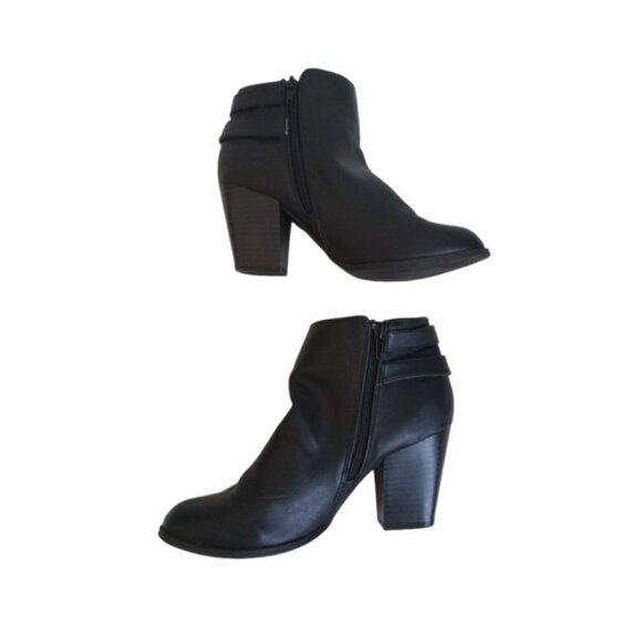 Charlotte Russe Black Faux Leather Chunky Block Heel Ankle Booties Women's 8 - Picture 3 of 12